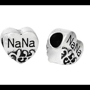 Nana European Style Charm Heart charm “NANA” (not a Pandora) (Bundle & Save)
